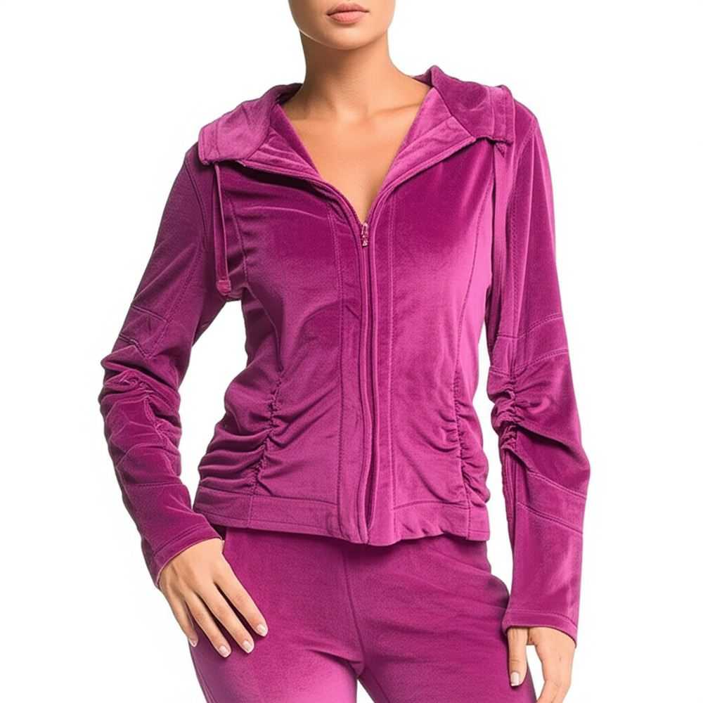 Purity Cardigan‎ Jacket Large Berry Purple Snap Front Zipped Pockets Plush Cozy